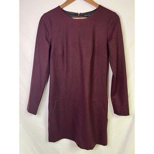 Theory Women’s Wool Maroon Dark Red Dress Long Sleeve Size 4